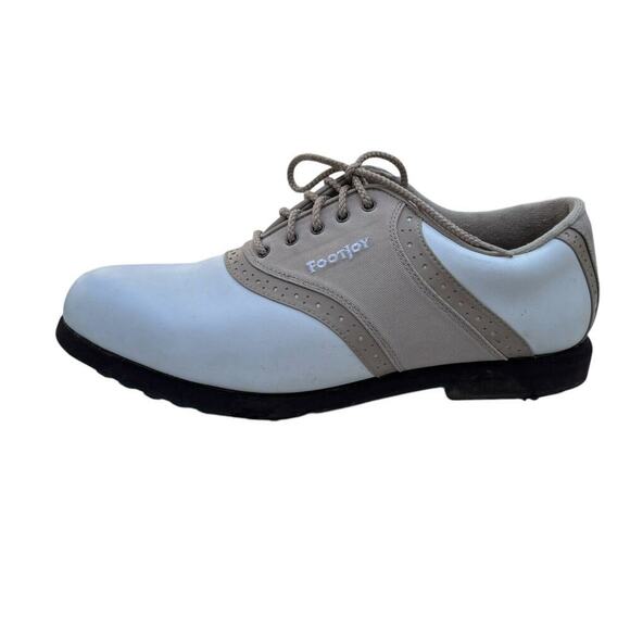 Footjoy Greenjoy Golf Shoes Women's Size 10 White Tan Saddle Oxfords - Picture 9 of 9